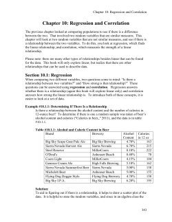 Chapter 10: Regression and Correlation