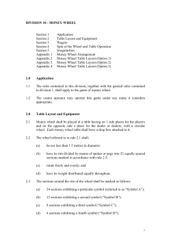 DIVISION 10 - MONEY WHEEL Section 1 Application Section 2