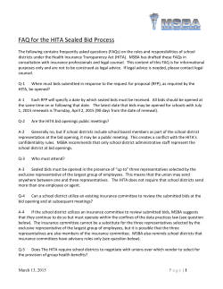 FAQ for the HITA Sealed Bid Process