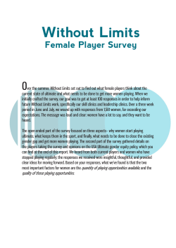 Female Player Survey - Without Limits Ultimate