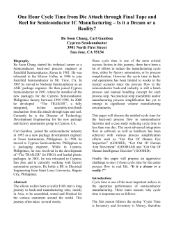 One Hour Cycle Time from Die Attach through Final Tape and Reel