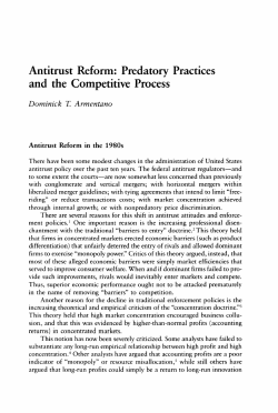Antitrust Reform: Predatory Practices and the