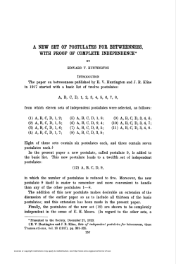 a new set of postulates for betweenness, with proof of complete