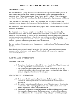 MALAYSIAN ESTATE AGENCY STANDARDS