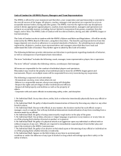 Code of Conduct for All MWSL Players, Managers and Team