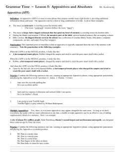 Grammar Time &ndash; Lesson 5: Appositives and Absolutes