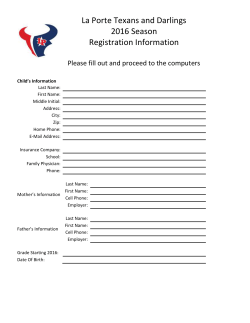 La Porte Texans and Darlings Registration Form