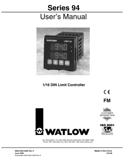 SERIES 94 User`s Manual, 1/16 DIN Limit Controller