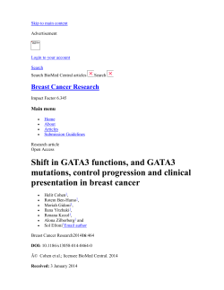 Shift in GATA3 functions, and GATA3 mutations, control progression