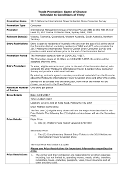 Game of Chance Schedule to Conditions of Entry