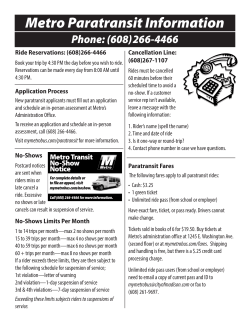 Paratransit Info - City of Madison
