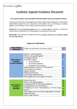 Academic Appeals Guidance