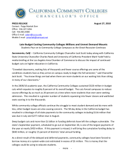 Late Budget Costing Community Colleges Millions and Unmet