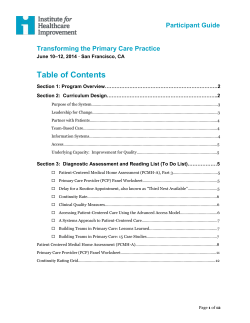 Primary Care Provider (PCP) - Institute for Healthcare Improvement