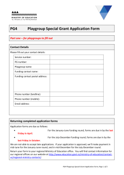 Playgroup Special Grant Application Form