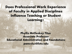 Does Professional Work Experience of Faculty in Applied