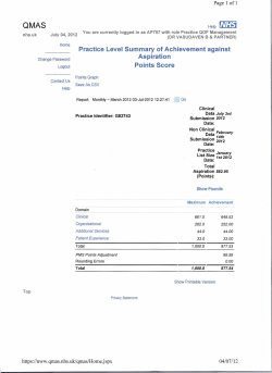 Practice Level Summary of Achievement against Aspiration Points