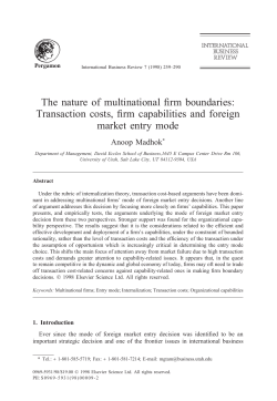 Transaction costs, firm capabilities and foreign market entry mode