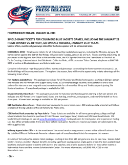 single-game tickets for columbus blue jackets games, including the