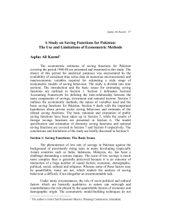 A Study on Saving Functions for Pakistan