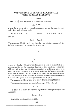 convergence of infinite exponentials with complex elements