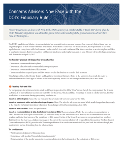 Concerns Advisers Now Face with the DOL`s Fiduciary Rule