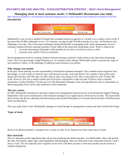 McDonald`s Stock Management Place/Distrib Case