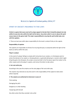MAACA Spirit of Cricket policy 2016/17