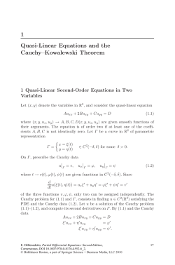 1 Quasi-Linear Equations and the Cauchy&ndash;Kowalewski