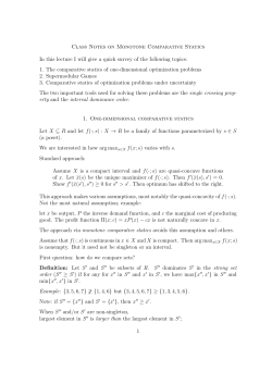 Class Notes on Monotone Comparative Statics In this lecture I will
