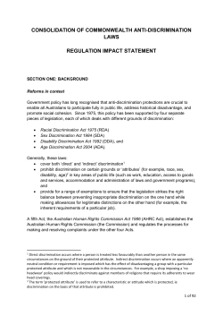 Consolidation of Commonwealth Anti-Discrimination Laws