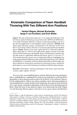 Kinematic Comparison of Team Handball Throwing with Two