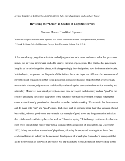 Revisiting the &ldquo;Error&rdquo; in Studies of Cognitive Errors