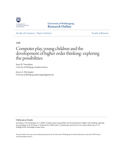 Computer play, young children and the development of higher order