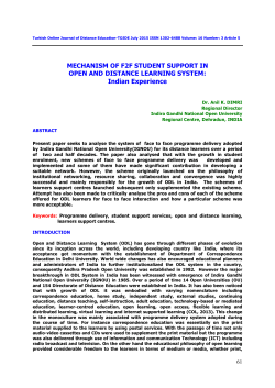 MECHANISM OF F2F STUDENT SUPPORT IN OPEN AND
