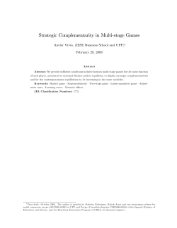 Strategic Complementarity in Multi%stage Games