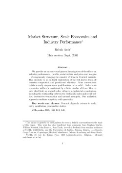 Market Structure, Scale Economies and Industry Performance*
