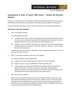 Amendment to the Rules of Casino Table Games