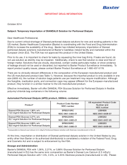 Temporary Importation of DIANEAL Solution for PD