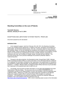 Exceptions and Limitations to Patent Rights: Prior Use