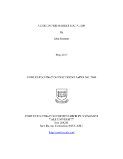 A Design for Market Socialism - Cowles Foundation