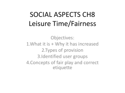 SOCIAL ASPECTS CH8 Leisure Time/Fairness