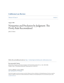 Nonparties and Preclusion by Judgment: The Privity Rule