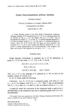 Graph Decompositions without Isolates - CS