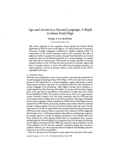 Age and Accent in a Second Language