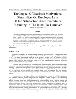 The Impact Of Extrinsic Motivational Dissatisfiers