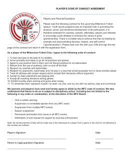 PLAYER`S CODE OF CONDUCT AGREEMENT Players and Parents