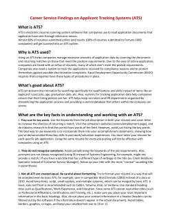 Career Service Findings on Applicant Tracking Systems (ATS)