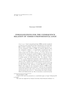 Katsumi SASAKI FORMALIZATIONS FOR THE CONSEQUENCE