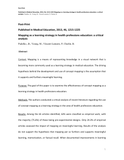 Post-Print Published in Medical Education, 2013, 46, 1215 - R